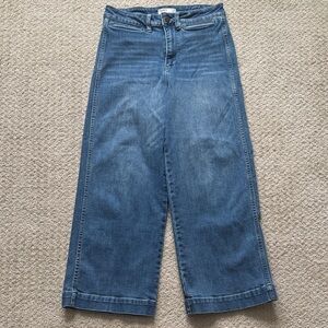 OAT New York | High-waisted Wide-leg Cropped Blue Denim Jeans | Size 2/26